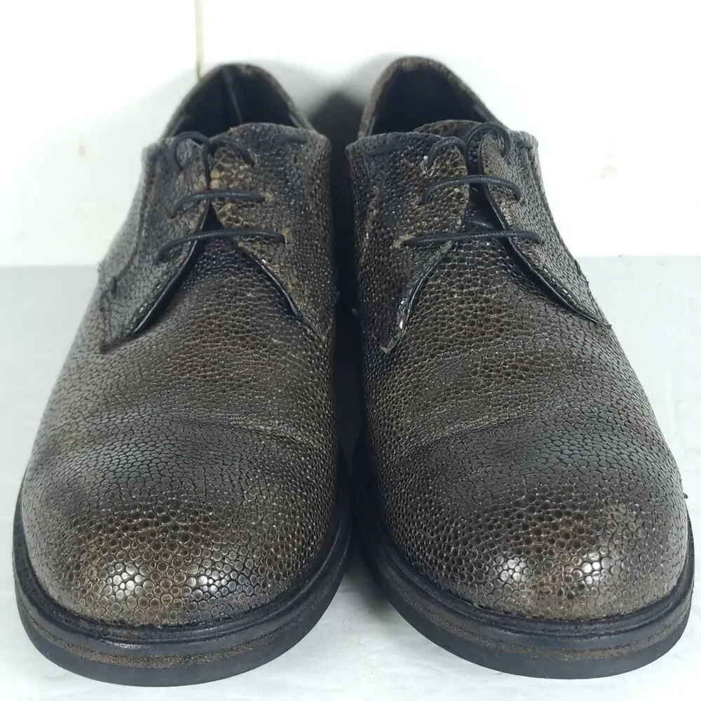 HALMANERA Women's US7-7,5 EU38 Green Leather Animal Print Lace Up Oxford Shoes